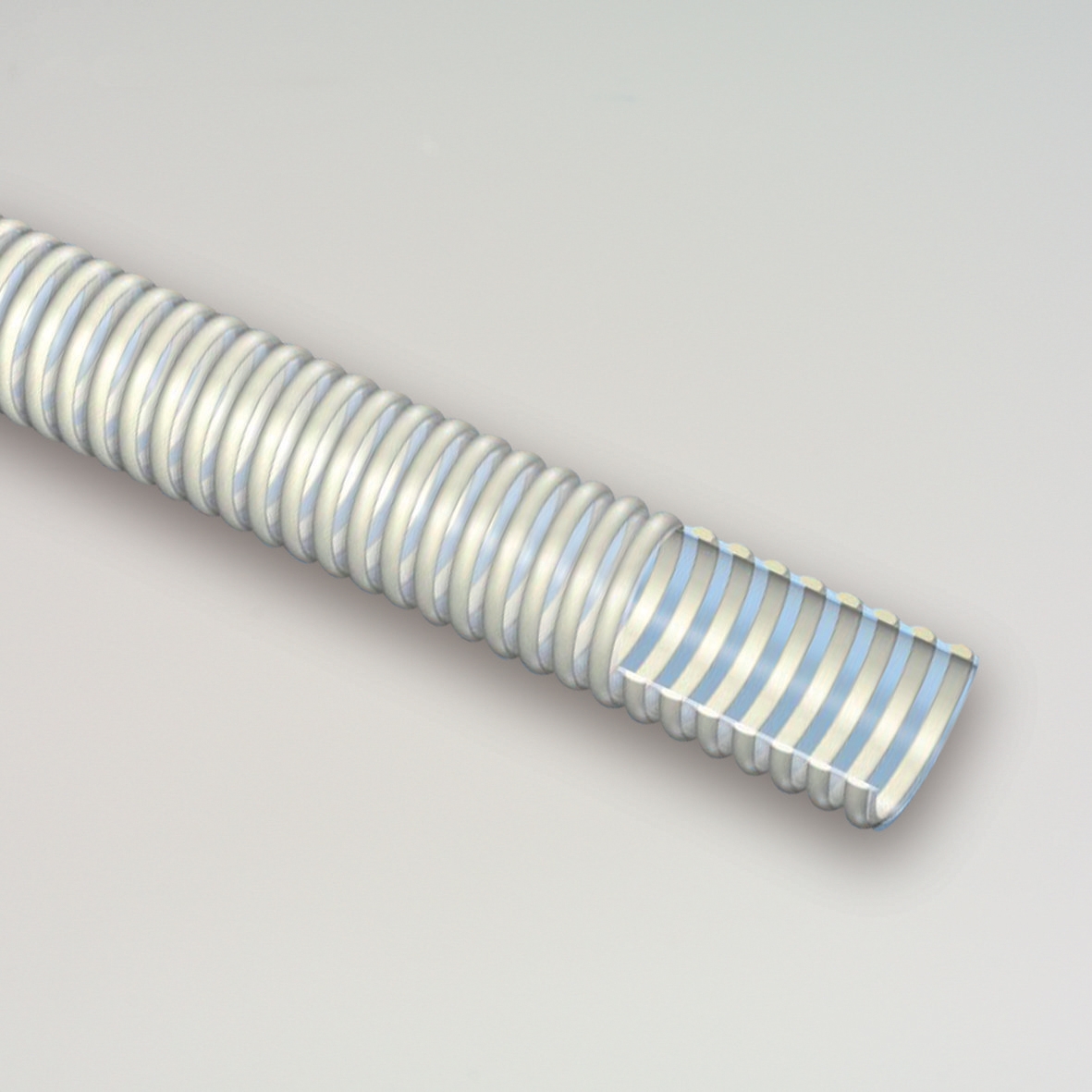 Furtun transparent din PVC cu spira alba 152 mm (5m)